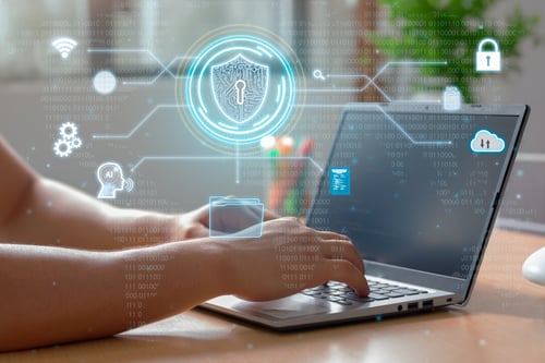 Person using secure laptop