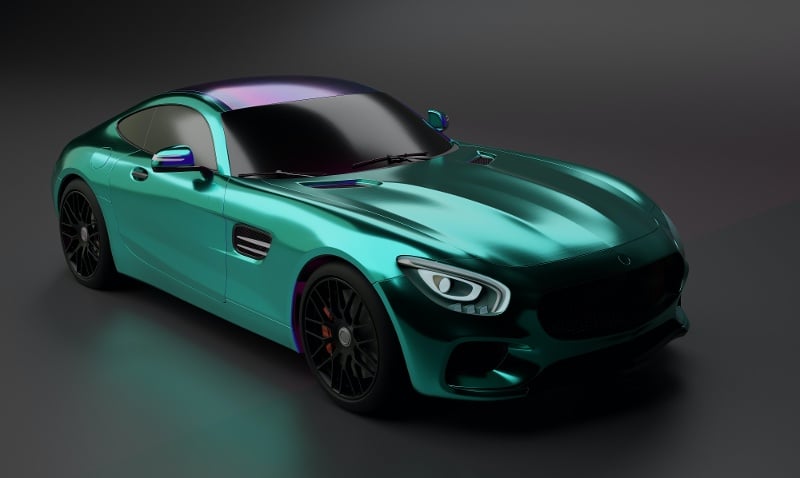 CAD render of green sports car