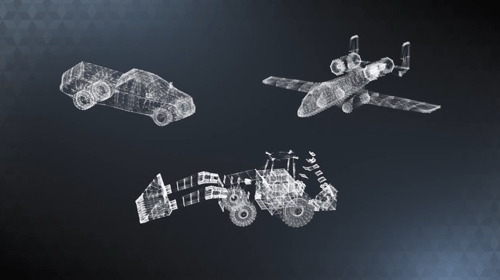 Line drawings of transport vehicles 